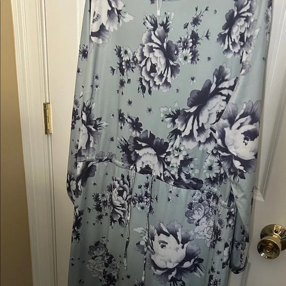 Urban Modesty Floral Maxi Dress - Blue and White - Picture 3 of 5